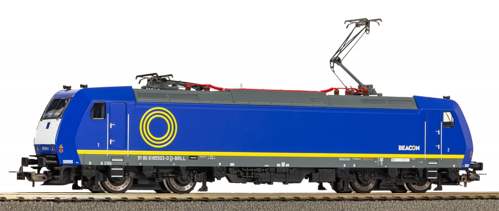 ~Electric Locomotive BR 185 blue Beacon VI + PluX22 Dec., HO, PIKO 57871