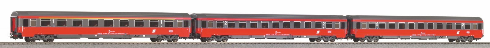 3-Piece Set Eurofima 1x1.Class + 2x2 Class ÖBB IV, HO, PIKO 58225