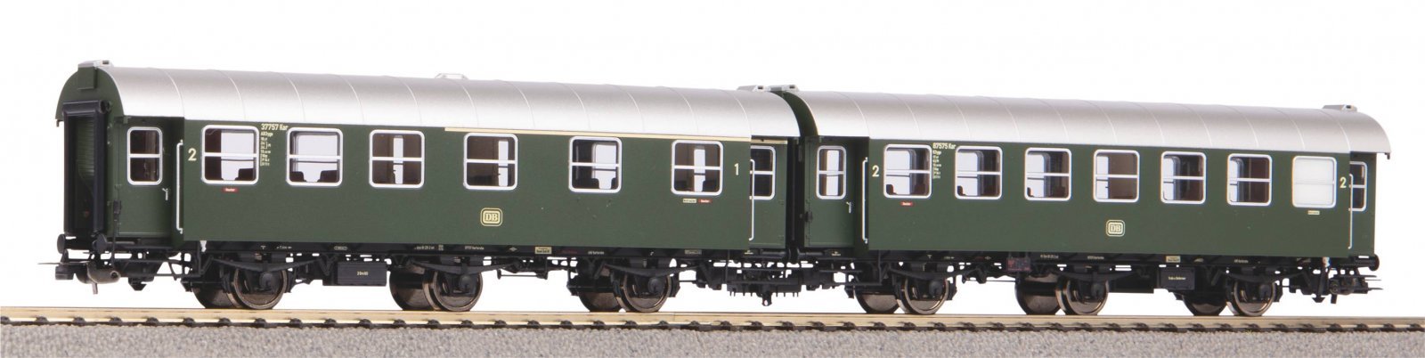 2 pc. AB3yg + B3yg Rebuilt car set DB III, HO, PIKO 58240