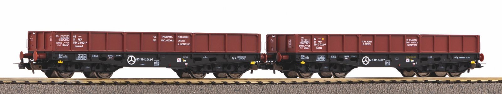 2 pc. 401Zb Flatcar set PKP V, HO, PIKO 58261