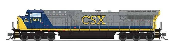 GE AC6000CW - Sound & DCC - Paragon4(TM) -- CSX Transportation 601 (YN2 gray, blue, yellow), N, Broadway Limited Imports 8572