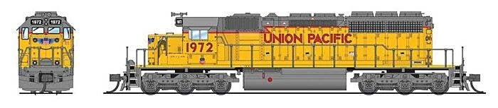 EMD SD40-2 Low-Nose - Sound and DCC - Paragon4(TM) -- Union Pacific 1984 (2010s, Armour Yellow, gray, red, Small Nose Wings), N,