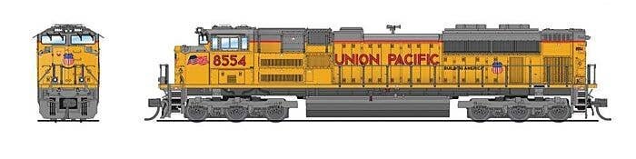 EMD SD70ACe - Sound and DCC - Paragon4(TM) -- Union Pacific 8608 (2023 Armour Yellow, gray, red, Small US Flag on Nose), N, Broa
