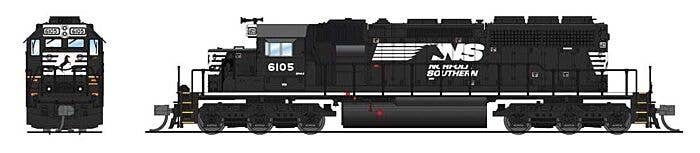 EMD SD40-2 Low-Nose - Sound and DCC - Paragon4(TM) -- Norfolk Southern 6105 (black, white, Horse Head Logo), N, Broadway Limited