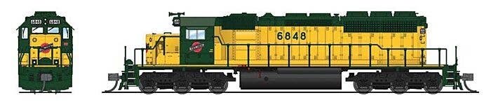 EMD SD40-2 Low-Nose - Sound and DCC - Paragon4(TM) -- Chicago & North Western 6867 (traditional yellow, green), N, Broadway Limi