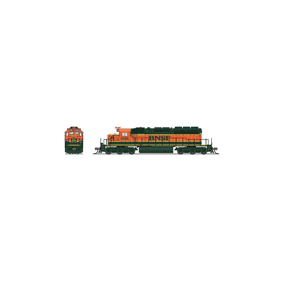 EMD SD40-2 Low-Nose - Sound and DCC - Paragon4(TM) -- BNSF Railway 6375 (H1, green, orange, yellow), N, Broadway Limited Imports