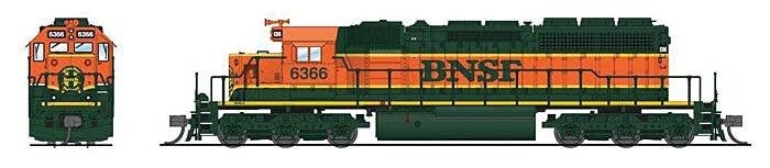 EMD SD40-2 Low-Nose - Sound and DCC - Paragon4(TM) -- BNSF Railway 6375 (H1, green, orange, yellow), N, Broadway Limited Imports