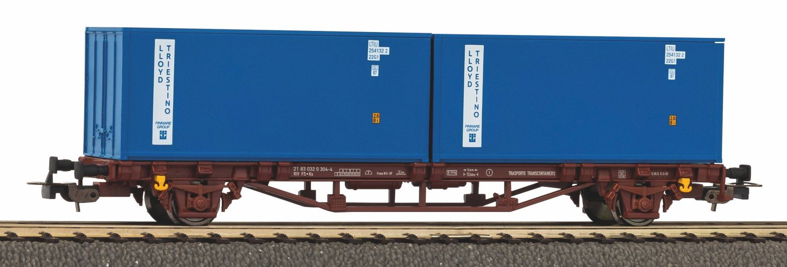 Container Flat Car FS IV 2x20" Container, HO, PIKO 58755
