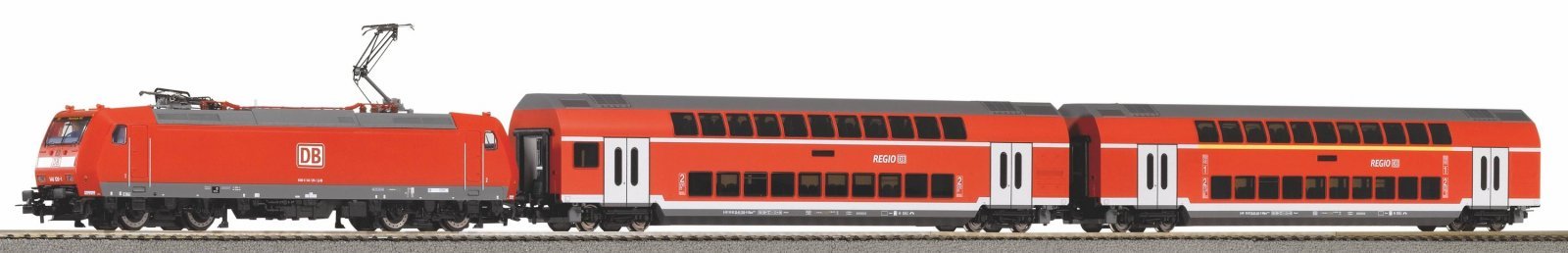 PIKO SmartControlwlan Set with Track with Roadbed DB AG VI Double-Deck Passenger Train, HO, PIKO 59102