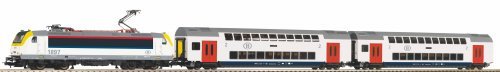 PIKO SmartControlwlan Set with Track with Roadbed SNCB Double-Deck-Passenger Train, HO, PIKO 59108
