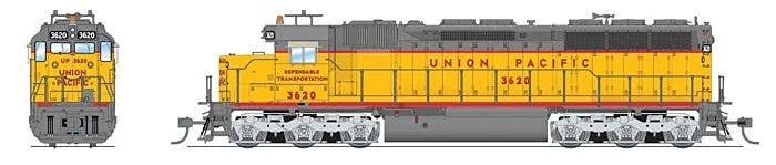 EMD SD45 Low-Nose - Standard DC - Stealth -- Union Pacific 3620 (As-Delivered, Armour Yellow, gray, red, silver), HO, Broadway L