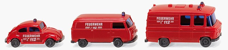 1970s Fire Service Vehicle Set, N Scale, Wiking 93449