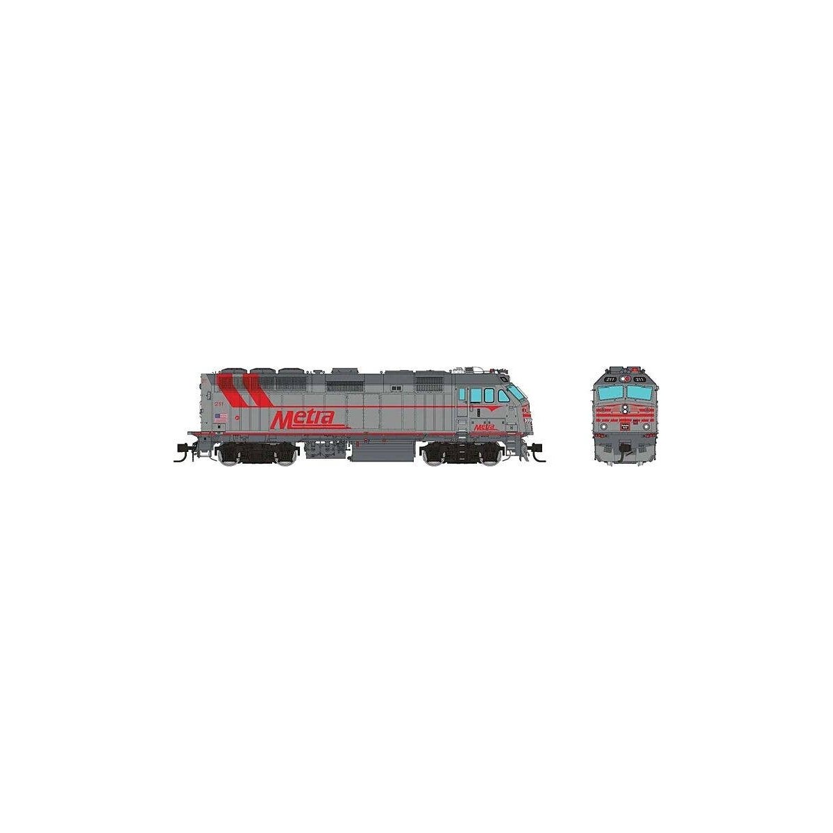 EMD F40PHM-2 - ESU LokSound V5 Sound and DCC -- Metra 211 (CB&Q Heritage, silver, red), N, Rapido Trains Inc 583508