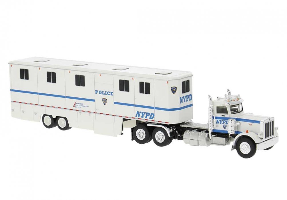 1973 Peterbilt 359 Day-Cab Tractor with Horse Trailer - Assembled, HO Scale, Brekina Automodelle 85724