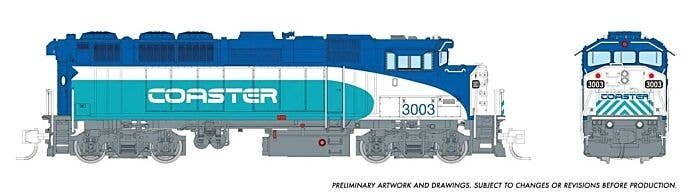 GMDD F59PH - Sound and DCC -- Coaster 3004 (Early Scheme, blue, teal, white), N, Rapido Trains Inc 519510
