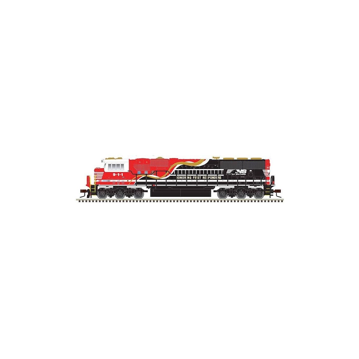 NS - EMD SD60E - ESU LokSound & DCC - Master Gold -- Norfolk Southern 911 (Honoring First Responders Scheme, black, white, red),