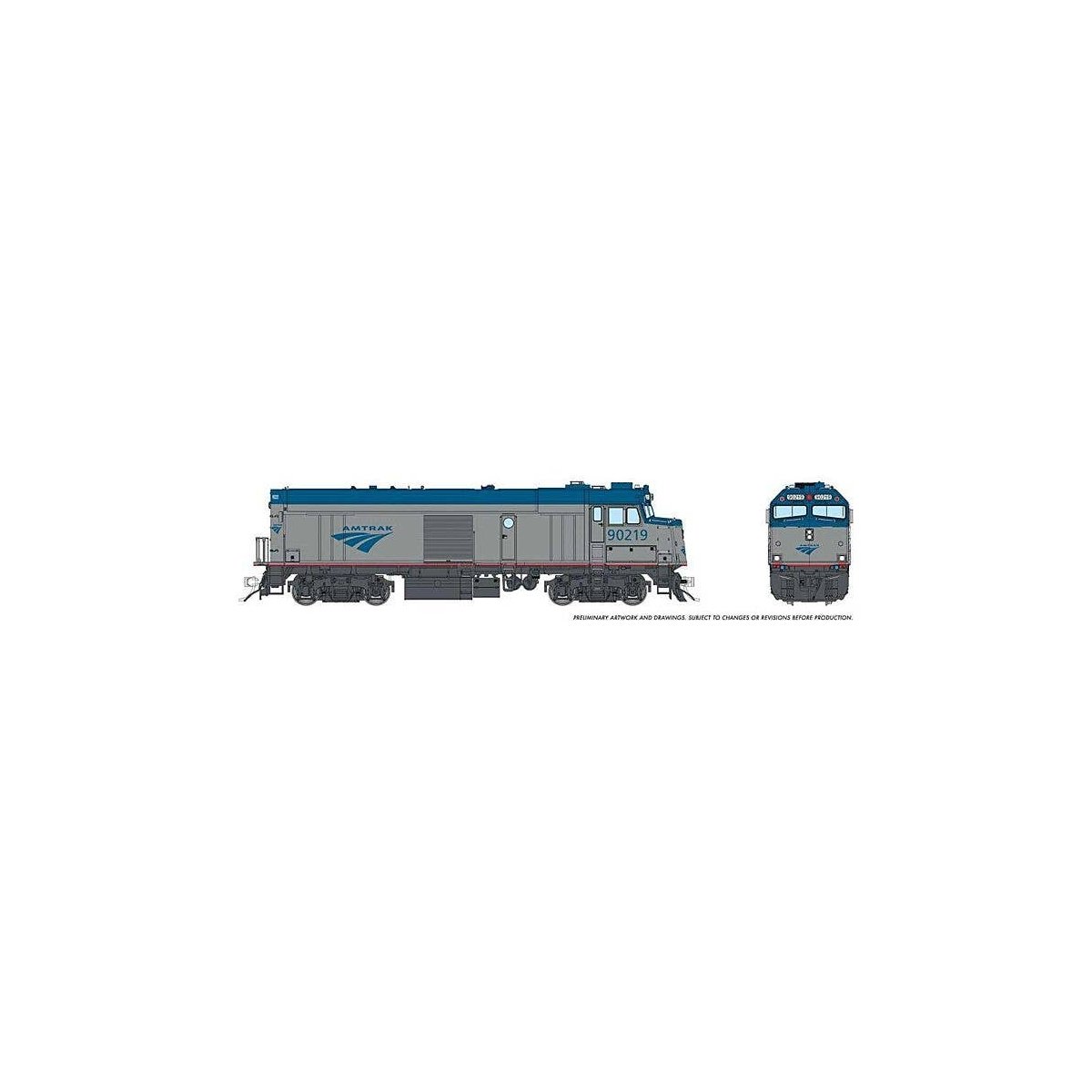 Amtrak NPCU Cabbage Cab Car - Standard DC -- Amtrak 90219 (Phase V, silver, blue), HO, Rapido Trains Inc 81017