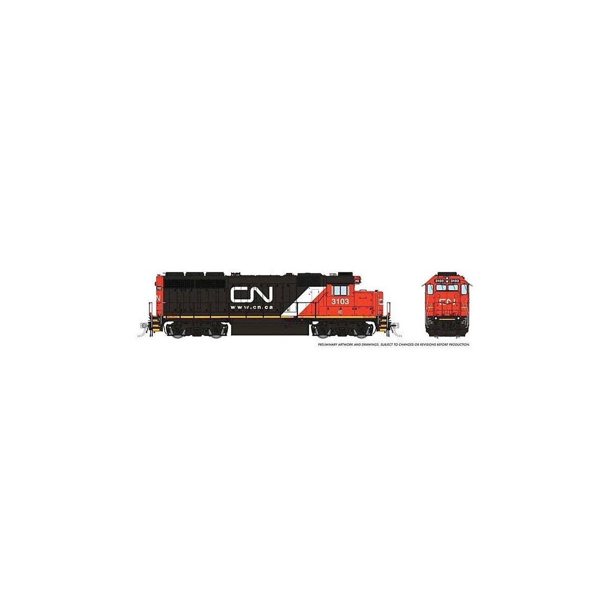 EMD GP40 - Standard DC -- Canadian National 3117 (Ex-IC 2012, black, red, white, Website Noodle Logo), HO, Rapido Trains Inc 400