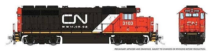 EMD GP40 - Standard DC -- Canadian National 3117 (Ex-IC 2012, black, red, white, Website Noodle Logo), HO, Rapido Trains Inc 400