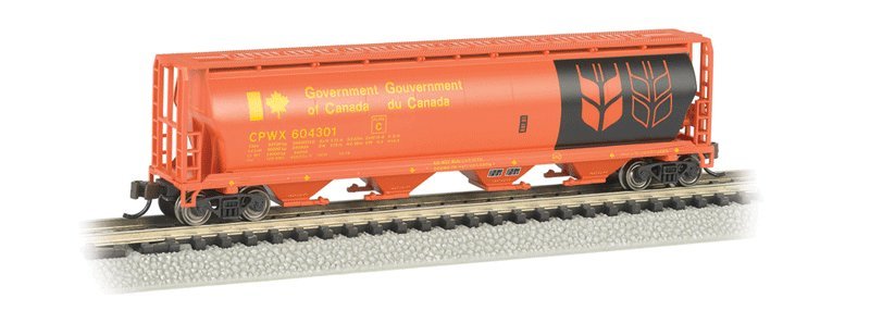 Canadian Cylindrical 4-Bay Grain Hopper - Ready to Run - Silver Series(R), N Scale, Bachmann Industries 19154