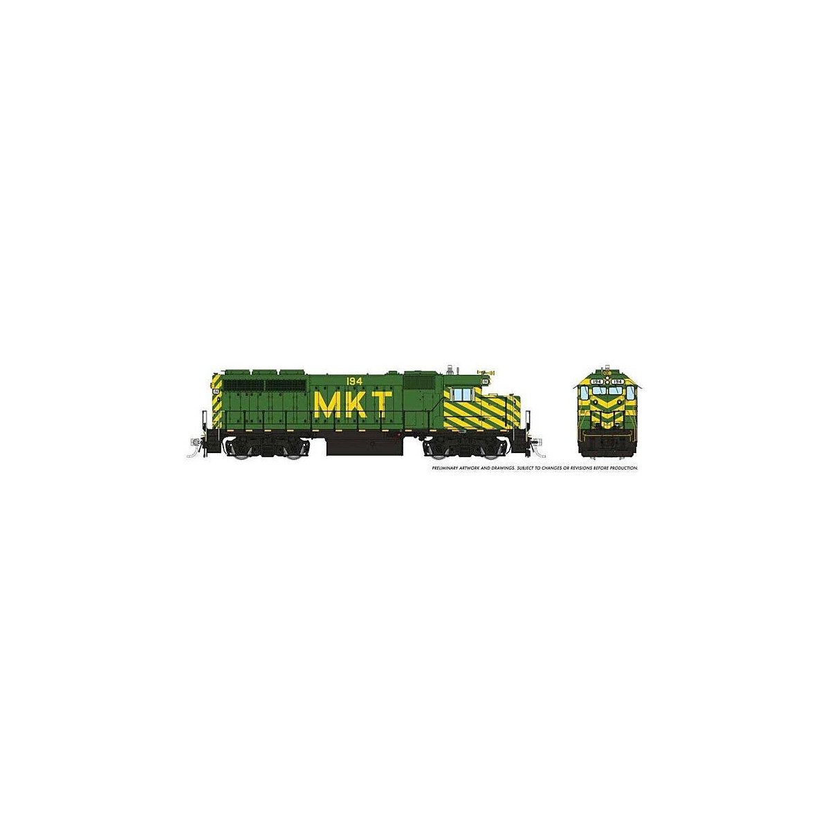 EMD GP40 - Standard DC -- Missouri-Kansas-Texas 216 (green, yellow), HO, Rapido Trains Inc 40016