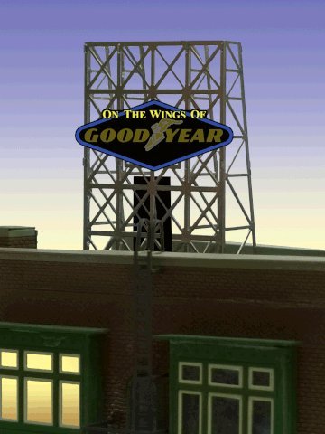 Goodyear Flashing Neon Rooftop Billboard - Light Works USA, ALL Scales, Micro Structures 339120