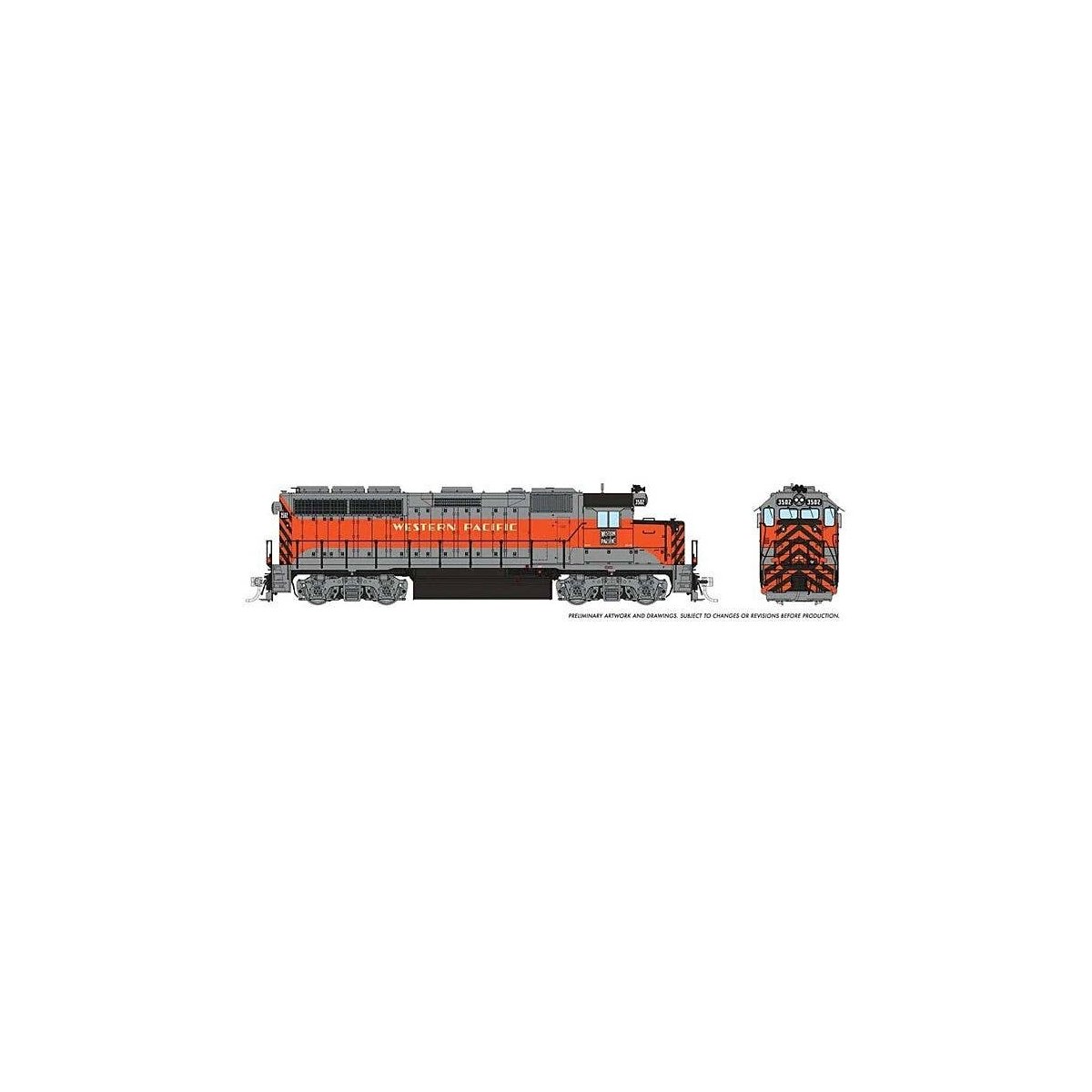 EMD GP40 - Standard DC -- Western Pacific 3507 (1970, silver, orange), HO, Rapido Trains Inc 40036