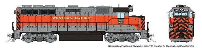 EMD GP40 - Standard DC -- Western Pacific 3507 (1970, silver, orange), HO, Rapido Trains Inc 40036