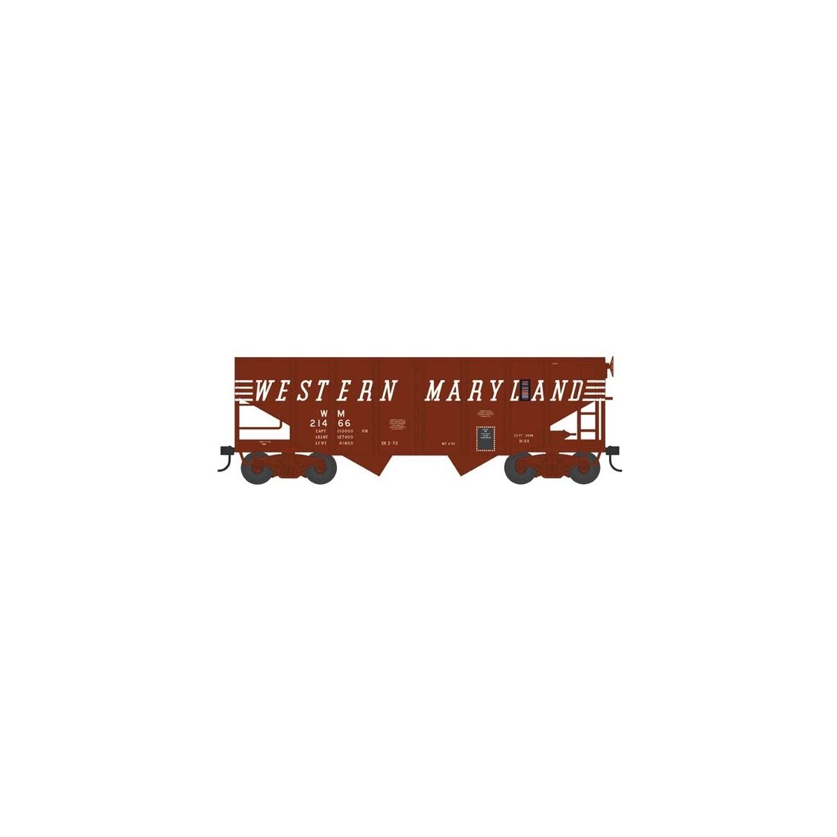 55-Ton Fishbelly Hopper - Ready to Run - Western Maryland - H0 - Walthers 6-43092
