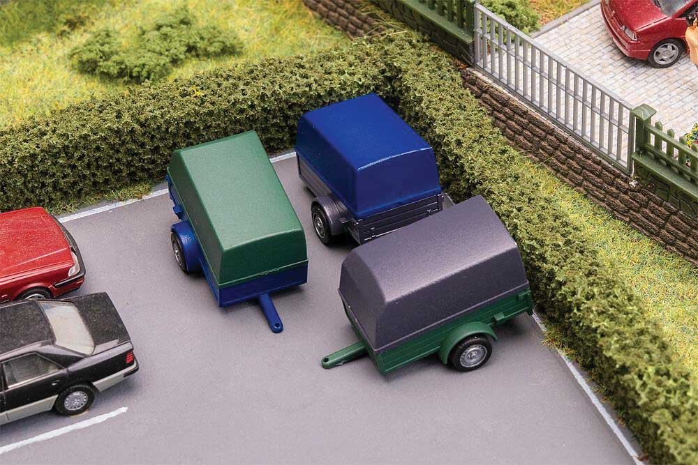 Car Trailers with Covers - Kit, HO Scale, Faller Gmbh 180012