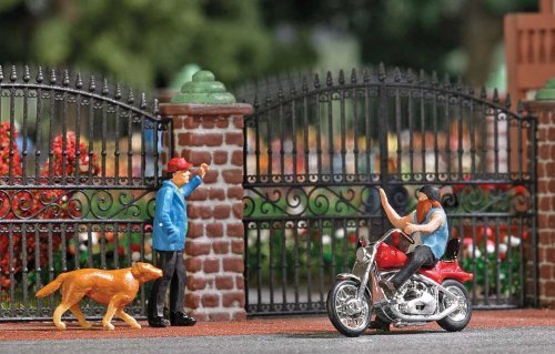 American Motorcycle with Biker Figure - Assembled - Action Set, HO Scale, Busch Gmbh & Co Kg 7861