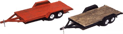 Wood-Deck Tandem 2-Axle Car Trailers - Kit, HO Scale, JL Innovative Design 923