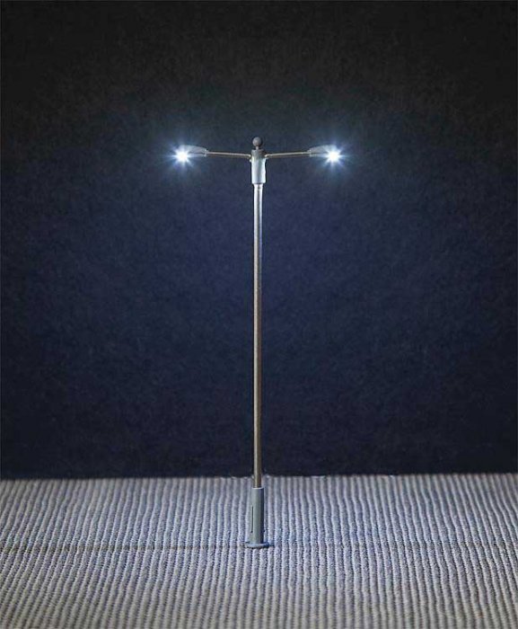 Pole-Mast Double-Arm LED Street Light, HO Scale, Faller Gmbh 180203