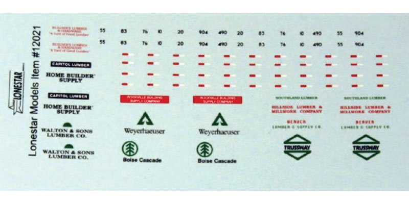 Vehicle Decal Set, HO Scale, Lonestar Models 12021
