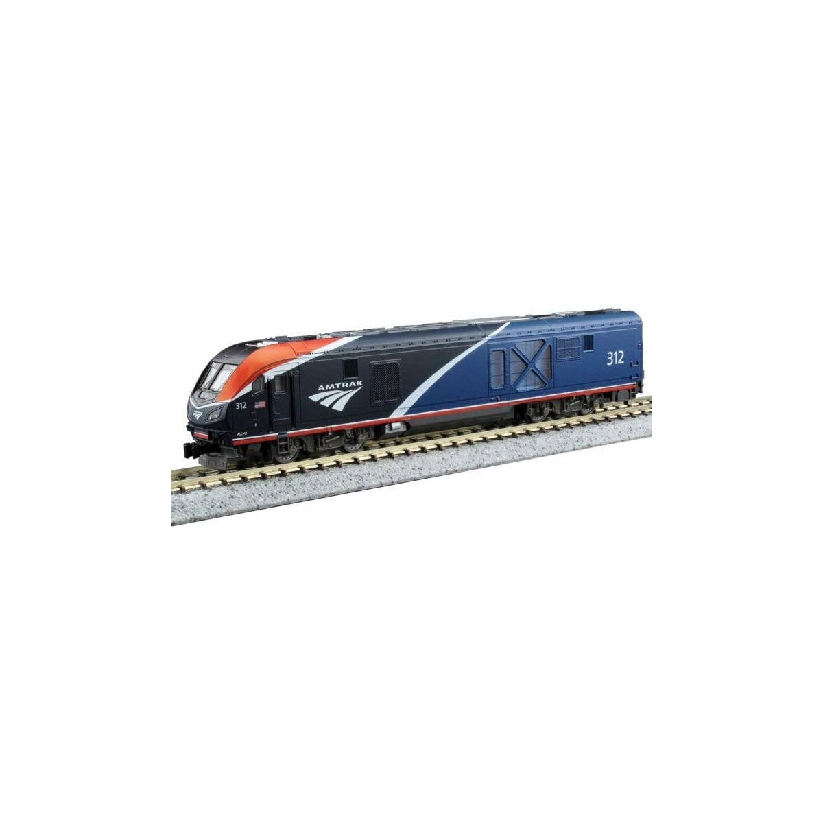 Siemens ALC-42 Charger - Digitrax DCC -- Amtrak 312 (Phase VII, Two-Tone Blue, white, red), N, Kato USA Inc 1766054DCC