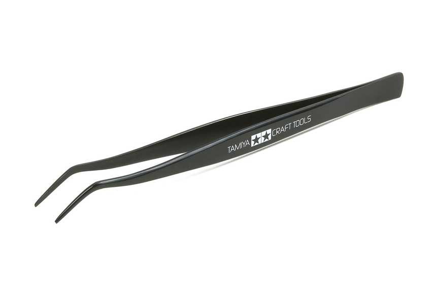 Angled Tweezers, ALL Scales, Tamiya Paints 74003