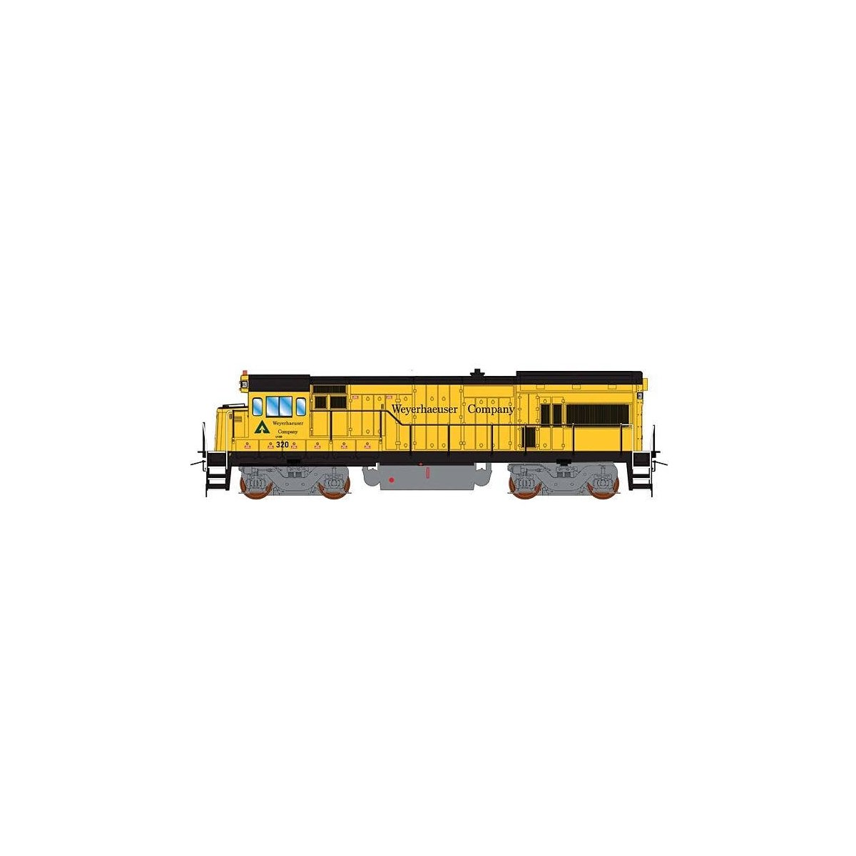 GE U18B - DCC -- Weyerhaeuser (yellow, black), HO, Intermountain Railway Company 49494