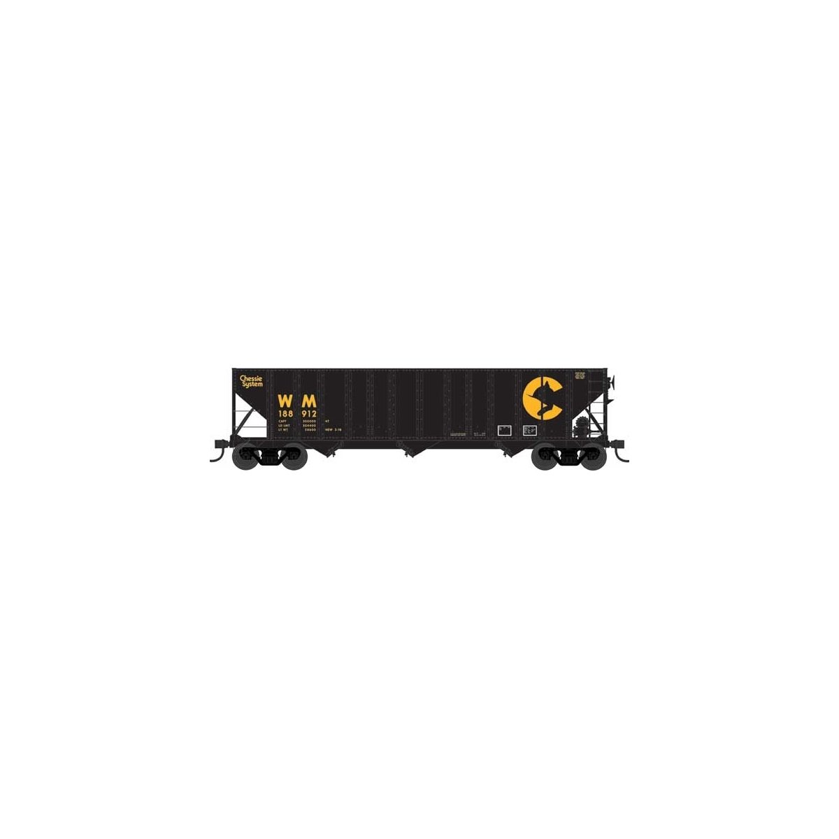 100-Ton 3-Bay Hopper - Ready to Run - Executive Line - Chessie System WM - H0 - Walthers 6-43187