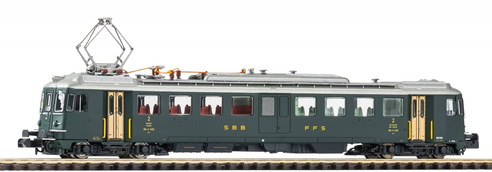 N-Railcar RBe 4/4 1406 Prototype, green, old lettering, SBB, Era IV, N, PIKO 94152