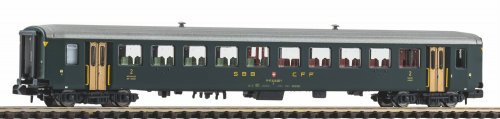 N-Passenger Car EW I, 2. Class, 50 85 20-34 565-6 green with old lettering, SBB, Era IV, N, PIKO 94384