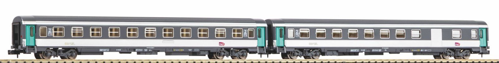 N-2-Piece Set Compartment Car 2.Class+ 2.Class/Baggage Compartment SNCF VI, N, PIKO 94508