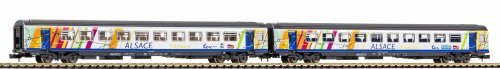N-2-Piece Set Corail Car ALSACE 1.+2.Class SNCF VI, N, PIKO 94509
