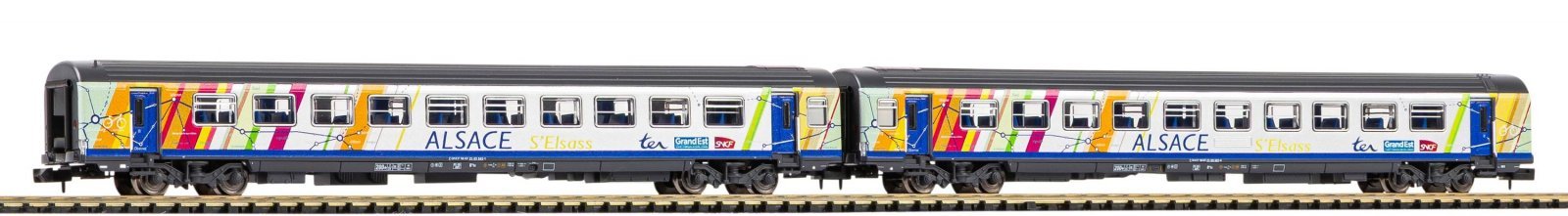 N-2-Piece Set Corail Car ALSACE 2x 2.Class SNCF VI, N, PIKO 94510