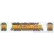 EMD GP38 Low Nose - Standard DC -- Union Pacific 2408 (-3 Rebuild, Armour Yellow, gray, We Will Deliver Slogan, HO, Rapido Train