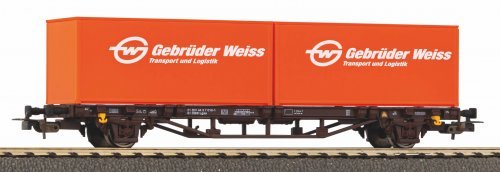 Flatcar w/2 20" Weiss Brothers containers ÖBB V, HO, PIKO 97151