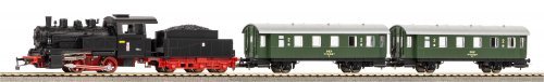 Starter Set Passenger Train with Steam loco PKP, PIKO A-Track w. Railbed, HO, PIKO 97933