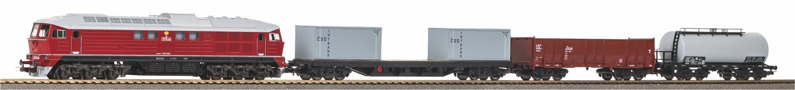 Starter Set BR 130 ČSD w. 3 Freight Cars, PIKO A-Track w. Railbed, HO, PIKO 97935