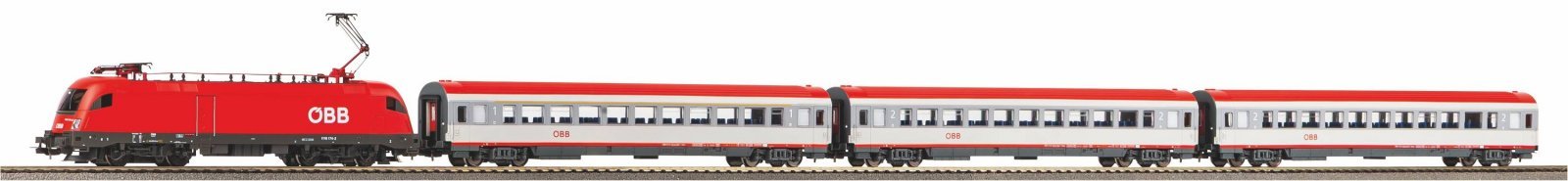 Starter Set Taurus ÖBB w. 3 IC Passenger cars, PIKO A-Track w. Railbed, HO, PIKO 97947