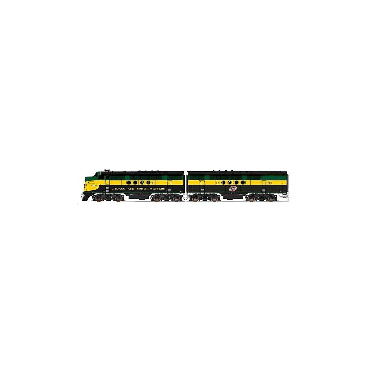 EMD FT A-B Set - Standard DC -- Chicago & North Western (Freight Scheme, green, black, yellow), N, Intermountain Railway Company