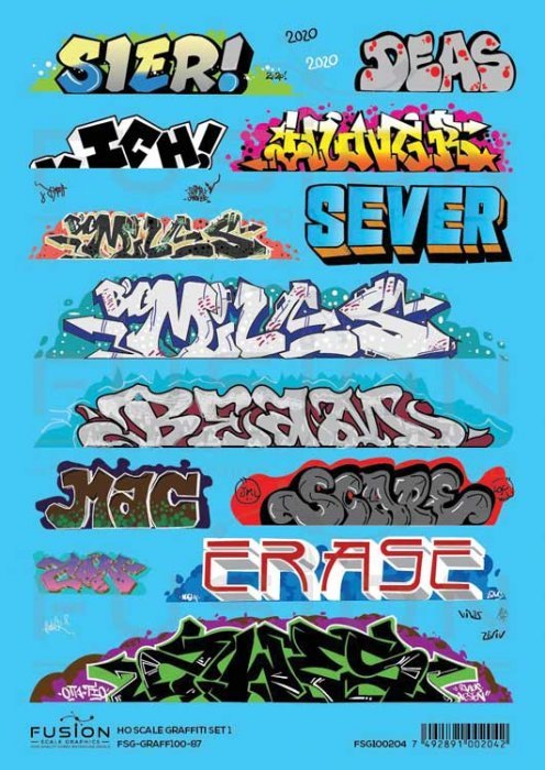 Graffiti Decal Set, HO Scale, Fusion Scale Graphics 100204